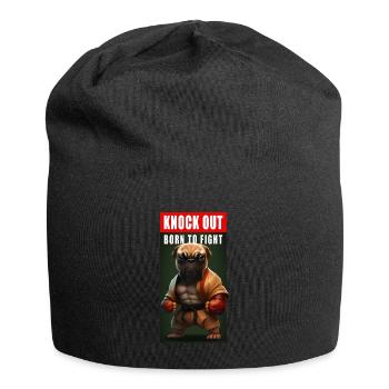 Cooler Lustiger Boxender Hund Bulldogge Geschenk - Jersey-Beanie - Schwarz - Vorne