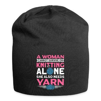 Handarbeit Stricken lustiger Strick Spruch - Jersey-Beanie - Schwarz - Vorne
