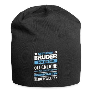 Mittelkind Sandwichkind Mittlerer Bruder - Jersey-Beanie - Schwarz - Vorne