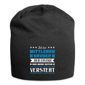 Mittelkind Sandwichkind Mittlerer Bruder - Jersey-Beanie - Schwarz - Vorne