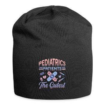 Pädiatrie, Unsere Patienten Sind Die Süßesten - Jersey-Beanie - Schwarz - Vorne