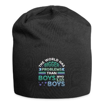Größere Probleme Als Jungs, Die Jungs Küssen - Jersey-Beanie - Schwarz - Vorne