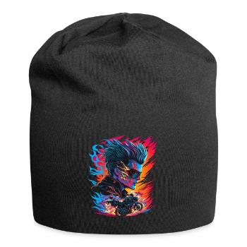Ghostrider Illustration Moto Synthwave Art - Bonnet en jersey - noir - Devant