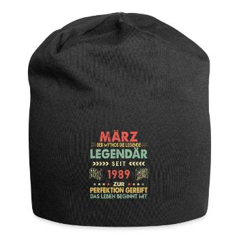 34. Geburtstag März Jahrgang 1989 Vintage - Jersey-Beanie - Schwarz - Vorne