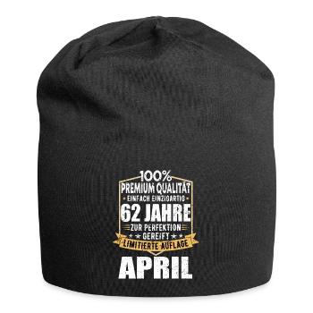 62. Geburtstag April Jahrgang 1961 Vintage - Jersey-Beanie - Schwarz - Vorne