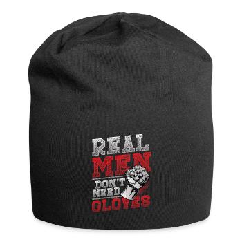 Echte Männer Brauchen Keine Handschuhe - Jersey-Beanie - Schwarz - Vorne