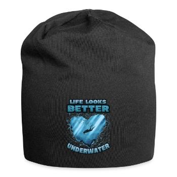 Das Leben Sieht Unter Wasser Besser Aus, Tauchen - Jersey-Beanie - Schwarz - Vorne