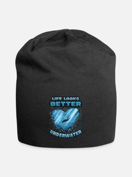 Das Leben Sieht Unter Wasser Besser Aus, Tauchen - Jersey-Beanie - Schwarz