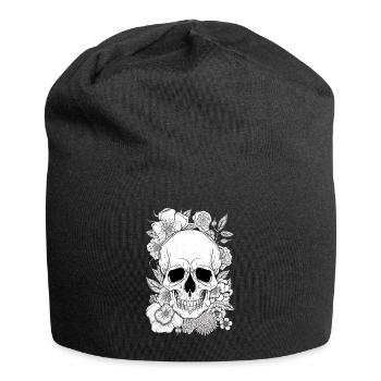 Aesthetic Floral Skull Art Gift - Jersey Beanie - black - Front