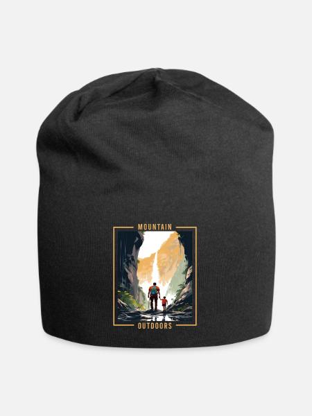 Wandern Outdoor Wanderer Vater und Sohn Geschenk - Jersey-Beanie - Schwarz
