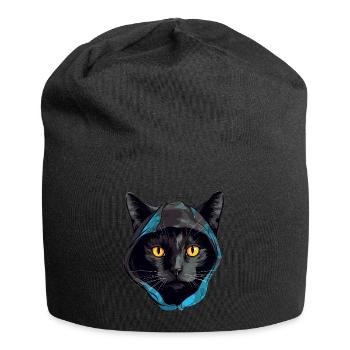 Katzenkopf Schwarze Katze Bombay Happy Cat Katzen - Jersey-Beanie - Schwarz - Vorne