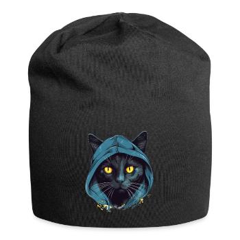 Katzenkopf Schwarze Katze Bombay Happy Cat Katzen - Jersey-Beanie - Schwarz - Vorne
