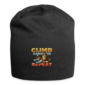 Climbing, conquering, repeating, mountaineering - Jersey Beanie - black - Front