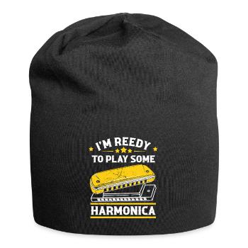 Mundharmonika Spieler und Mundharmonika - Jersey-Beanie - Schwarz - Vorne