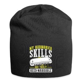 Mundharmonika Spieler und Mundharmonika - Jersey-Beanie - Schwarz - Vorne