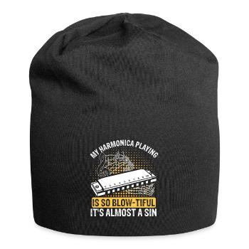 Mundharmonika Spieler und Mundharmonika - Jersey-Beanie - Schwarz - Vorne
