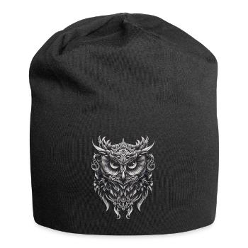 Süße Eule mit großen Augen - Jersey-Beanie - Schwarz - Vorne