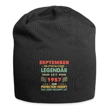 66. Geburtstag September Jahrgang 1957 Vintage - Jersey-Beanie - Schwarz - Vorne