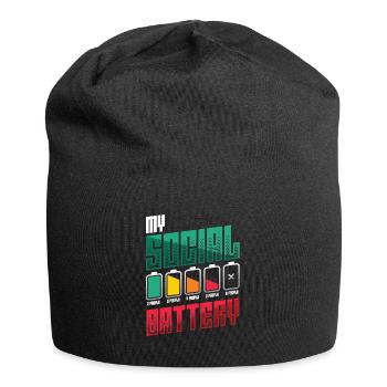 Meine Sozialbatterie - Asozialer Introvertierter - Jersey-Beanie - Schwarz - Vorne