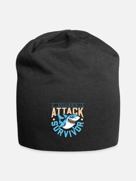 I survived a shark attack - shark bite - Jersey Beanie - black