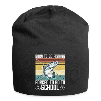 Born To Go Fishing Bass Fish Fisherman Boys - Jersey Beanie - black - Front
