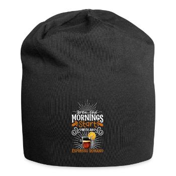 Good morning with Espresso Romano - Jersey Beanie - black - Front