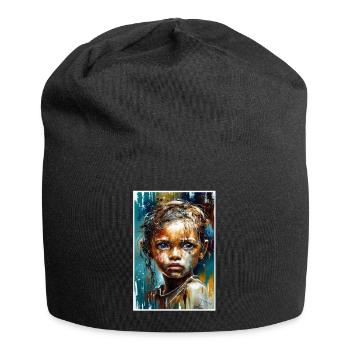 Abstract Sad Girl Unhappy People - Jersey Beanie - black - Front
