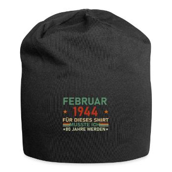 80. Geburtstag Januar Jahrgang 1944 Geschenkidee - Jersey-Beanie - Schwarz - Vorne