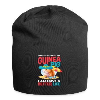 Meerschweinchen Leben Tier Nager - Jersey-Beanie - Schwarz - Vorne