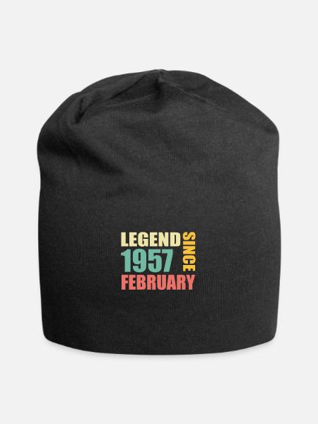 67. Geburtstag FEBRUAR Jahrgang 1957 Geschenkidee - Jersey-Beanie - Schwarz