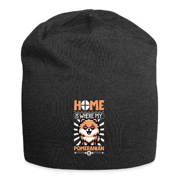 Zuhause - Zwergspitz - Jersey-Beanie - Anthrazit - Vorne