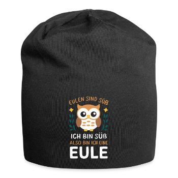 Night Owl, Owl, Owl, Bird - Jersey Beanie - black - Front