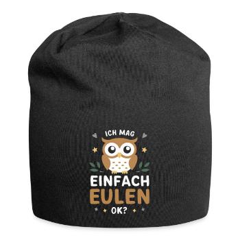 Night Owl, Owl, Owl, Bird - Jersey Beanie - black - Front