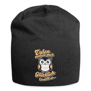Night Owl, Owl, Owl, Bird - Jersey Beanie - black - Front