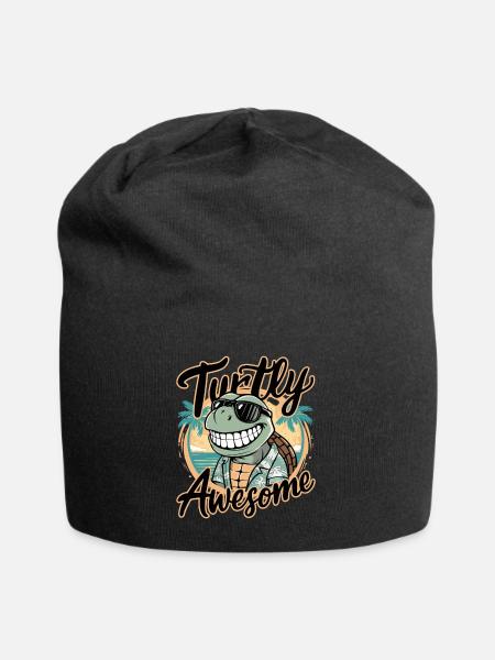 Lustige Schildgröte Spruch Turtly Awesome - Jersey-Beanie - Schwarz