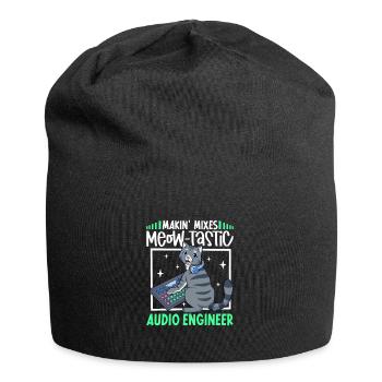 Katze am Mischpult - Tontechniker - Jersey-Beanie - Schwarz - Vorne