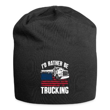Truck Driver Truck Driving United States Flag - Jersey Beanie - black - Front