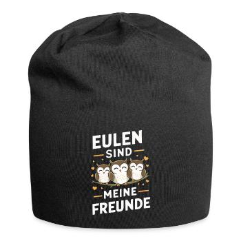 Night Owl Owl Owl Bird - Jersey Beanie - black - Front
