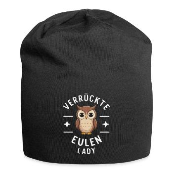 Night Owl Owl Owl Bird - Jersey Beanie - black - Front