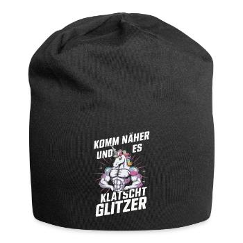 Einhorn Einhörner Fabelwesen Mystisch - Jersey-Beanie - Schwarz - Vorne