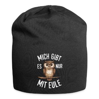 Night Owl Owl Owl Bird - Jersey Beanie - black - Front