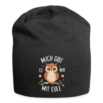 Night Owl Owl Owl Bird - Jersey Beanie - black - Front