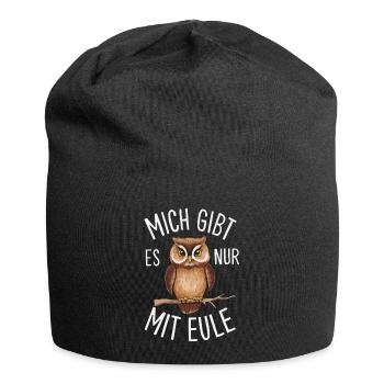 Night Owl Owl Owl Bird - Jersey Beanie - black - Front
