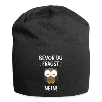 Night Owl Owl Owl Bird - Jersey Beanie - black - Front