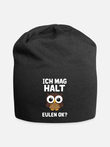 Nachteule Eule Eulen Vogel - Jersey-Beanie - Schwarz