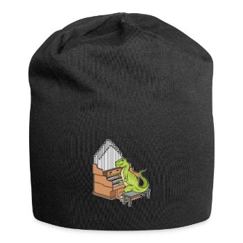 Dinosaurier Klavierspieler Kinder Musik Klavier - Jersey-Beanie - Schwarz - Vorne