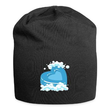 Blaues Herz Mit Schaum Motiv - Jersey-Beanie - Schwarz - Vorne