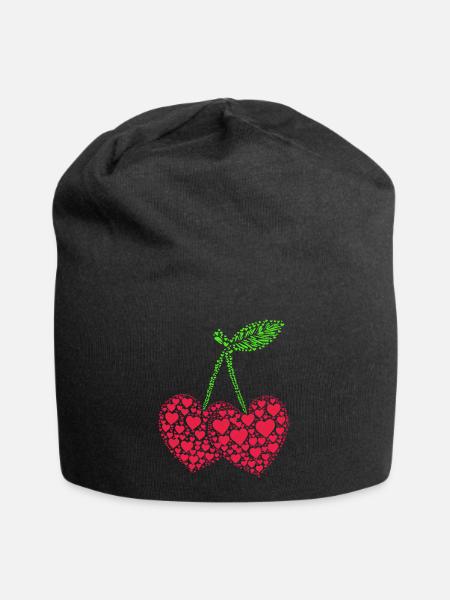 Kirsche Kirschen Früchte Essen - Jersey-Beanie - Schwarz