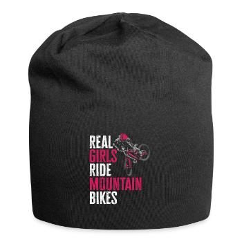 Echte Mädchen Fahren Mountainbikes - Jersey-Beanie - Schwarz - Vorne
