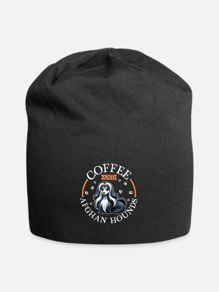 Kaffee und Afghanischer Windhund - Jersey-Beanie - Schwarz